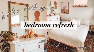 BEDROOM REFRESH | Quick and easy ways to change up bedroom, plus make a time-lapse video with me