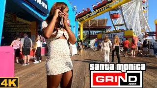 4K Santa Monica Beach Pier Boardwalk Observational Virtual Tour Grind 8-20-21 at 430pm