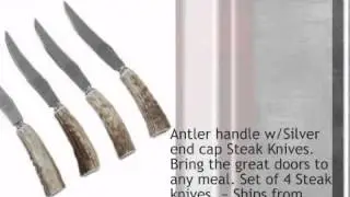 Antler handle w/ Sliver end cap Steak Knives - lonestarwesterndecor.com