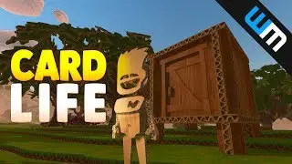 Игровой процесс Card Life: плавание в океане и строительство хижины