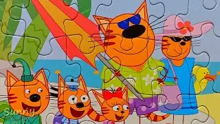 Kid-e-Cats at Sea with Family - 4 in 1 Puzzle Set for Kids | Sunny Yellow