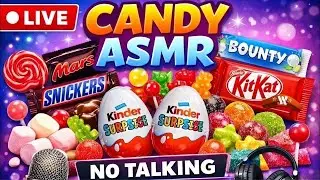 LIVE Candy ASMR 🍫 Opening Mars, Snickers, Kinder Eggs, Gummies & Lollipops (No Talking) 🍫🍬