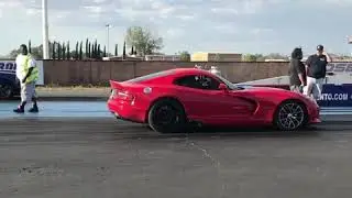 Dodge Viper and Demon in the burnout pit