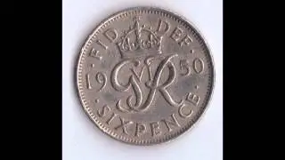 British 1950 cupro nickel Sixpence George VI Coin