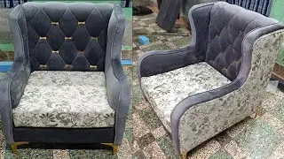 How to make High back chair?How to make armchair chair?High back chair kaise banae #upholstery #sofa