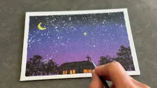 Easy painting tutorial /painting idea for beginners / star night