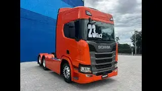 Scania R 450 6x2 Laranja 2022/2023 Teto Alto Susp Ar Trucado
