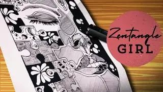 Zentangle Art Inspiration: Drawing a Beautiful Girl #girl#stepbysteptutorial#easy#abstractart