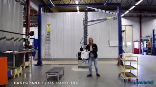 Ergonomic lifting of CARDBOARD BOXES, jib crane and integrated vacuum lifter - Movomech Easycrane&trade;