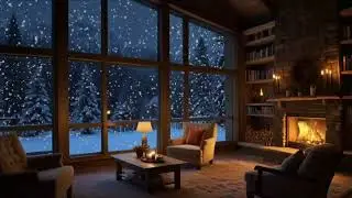 No Ads Fireplace Blizzard ASMR - Snow Storm Sleep Sound With Fireplace Burning For Deep Sleeping