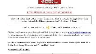 South Indian Bank PO & Clerk 2019 Notification Out | Vacancies for All State |