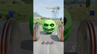 Long Colourful Capsule Buses vs Hydraulic Crush - BeamNG.drive