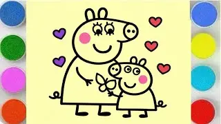 Sand Painting Peppa Pig Mother & Kids | Easy Sand Art for Kids
