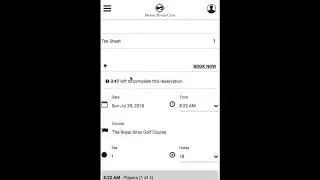 Booking a Tee Time - Mobile View