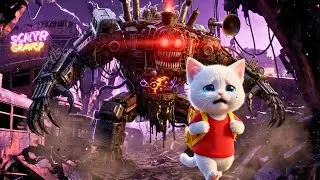 💔 Brave Cat Shields Tiny Kitten From Giant Scrap Monster | Cat Story Chap 1 Ep3