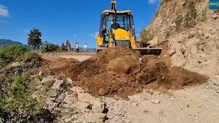 Today Repairing Rain Damaged Mountain Top Road-JCB Backhoe