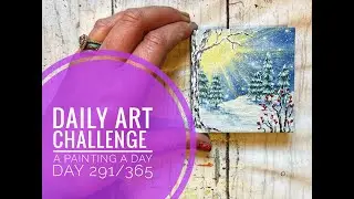 Daily Art Challenge 291/365 | How to paint a Winter Wonderland Christmas Trees | Acrylic Painting