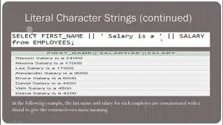 CONCATENATES OPERATOR / LITERAL CHARACTER STRING IN SQL | SQL Developer dbms oracle 11g Hindi / Urdu