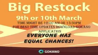 gokano restock time and date