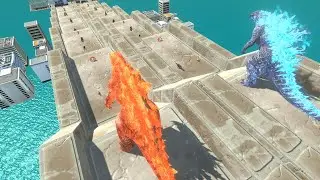 MONSTER KAIJU DEATHRUN RACE GODZILLA THERMONUCLEAR VS SUPER CHARGE - Animal REvolt Battle Simulator