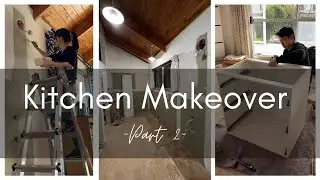 DIY Kitchen Reno -  Part 2 Extreme Makeover, kitchen cabinets, new walls, plastering, painting