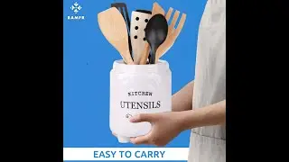 Heavy and Stable White Kitchen Utensil Holder [ Home & Kitchen Improvements ]