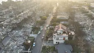 4K Aerial Footage of California Wildfire Aftermath