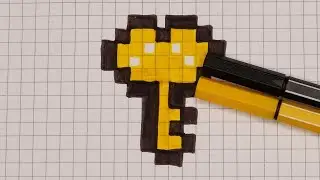 DIY Handmade Pixel Art | How to draw a Golden Key | Easy Valentines Day Mothers Day Drawing