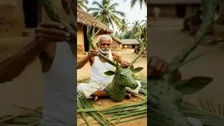 Cute Deer made from palm leaves | hand crafts | #ai​ #deer​ #craft​ #shorts