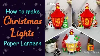 How to make Chistmas Lights Lantern, paper cutting 3D Shadow box - Snowman, Santa Claus, Cardinal