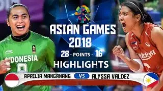 Alyssa Valdez vs Aprilia Manganang | Asian Games 2018 | Indonesia vs Philippines 🏐🇵🇭