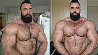 Hairy Shredded Big Muscles Bodybuilder Shirtless