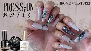 Metallic Goth Nails Tutorial 🩶⋆.˚𖥔  Easy Beginner Chrome Texture Nail Art + BORN PRETTY Jelly Gel