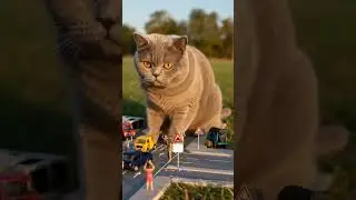 Just a giant cat stopping traffic 🙀 #shorts #cat #catzilla #funny #miniature #giantcat