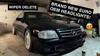 Установка фар Mercedes SL500 R129 Euro Spec 1997 года выпуска / удаление дворников