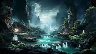 Small Cave Waterfall with Ambient music! Quiet lovely!