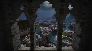 Fantasy Window Theme Castle  Minecraft Cherry Blossom Ambience (RTX + BSL)