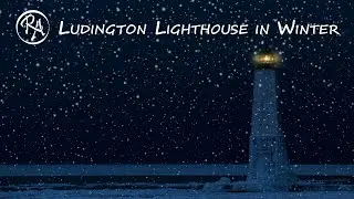 Ludington Lighthouse in Winter | Snow Storm at Night