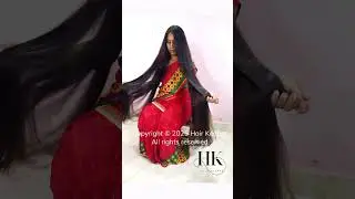 Red Saree & Flowing Hair: Indian Beauty Spreads Her Mane | Amazing Hair Curtain Effect #viralvideo
