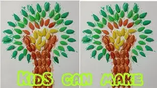 How to make a tree project with pumpkin seeds for preschool kids | Pumpkin seed crafts