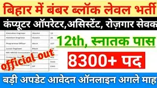 Bihar block level 8364 vacancy 2020|Bihar block level recruitment apply online date|Brds vacancy