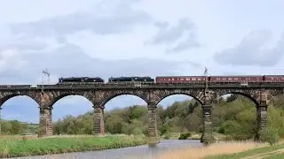 DOUBLE Black 5's HIGH above the River Weaver!!! 44871 & 45407 with the GB XVI. 14th April 2024