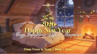 New Year 2026 Live 🎧 Capybara Lofi & Fireplace Ambience for Sleep, Study & Relax