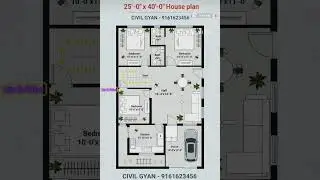 25&times;40 house 🏡 Plan | 3BHK Modern House Design |East Facing | Low Budget House Plan #houseplan #home