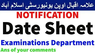 Date Sheet of Semester Terminal Exams (STE), Autumn 2020 Allama Iqbal open university  | AIOU INFO