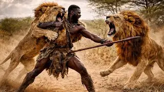 Life Million Years Ago: When a Hunter Vs Two Lion Hunting , United To Survival 