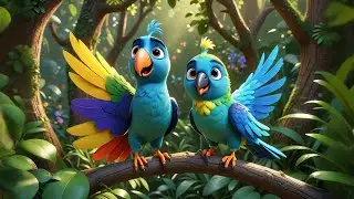Five Singing Parrots Talk and Twirl | Parrot Song for Kids | Fun Animal Rhyme & Learning