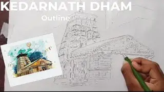 How to draw kedarnath Temple 😍 Step By Step Outline Tutorial | Kedarnath Temple painting