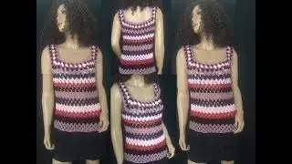 How to Crochet a Striped Granny Stitch Blouse / Shirt Pattern #515│by ThePatternFamily