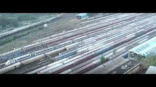 Chennai Mysuru Vande Bharat Express in Basin Bridge - Drone Shot